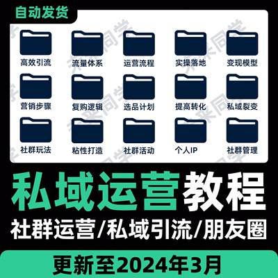 。私域流量运营课程社群sop引流获客拓客话术文案个人IP打造视频