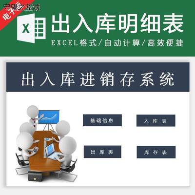 仓库进销存管理excel电子表格模板出入库明细表自动统计库存表