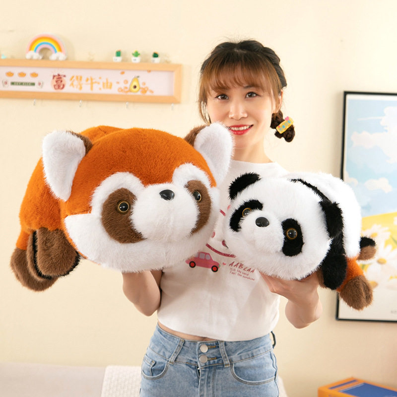 外贸貂绒大熊猫翻转玩偶小浣熊玩图片