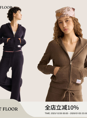 「孙乐言同款」FIRSTFLOOR实穿裸感修身复古短款休闲连帽卫衣套装