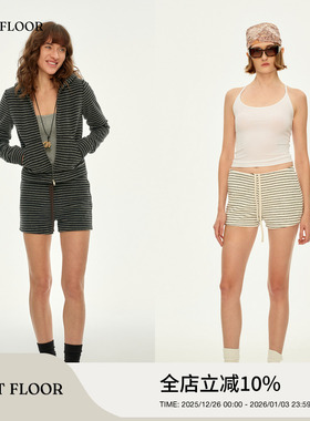 FIRSTFLOOR 航海系毛巾绒慵懒度假百搭条纹休闲短裤