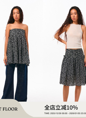 FIRSTFLOOR 度假感盐缩泡泡肌理感碎花多样两穿抹胸吊带/半裙