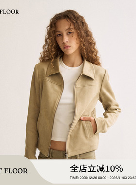 FIRSTFLOOR 秋季新款经典复古仿麂皮修身老钱气质短款立领皮夹克