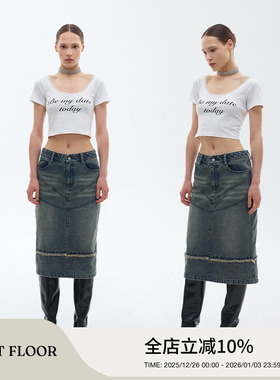 FIRSTFLOOR Balletcore印花蕾丝大圆领短款T恤