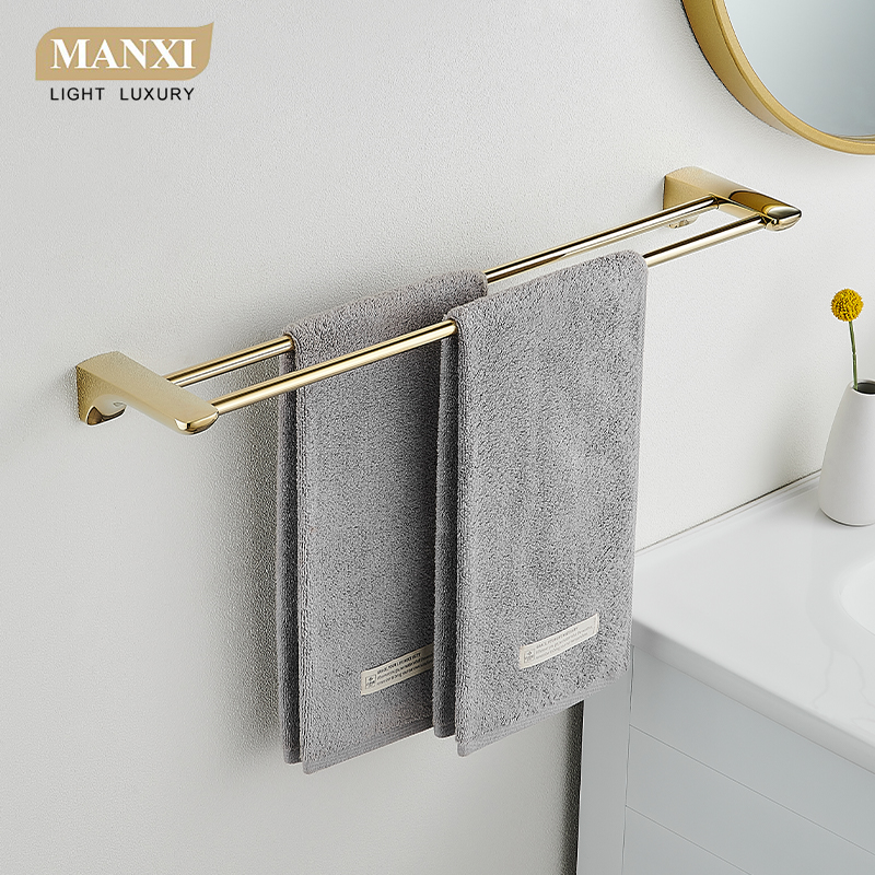 不锈钢双杆毛巾架免钉/打孔双用