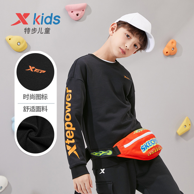 特步童装儿童卫衣2025春秋新款男童中大童套头上衣女童衣服运动衣