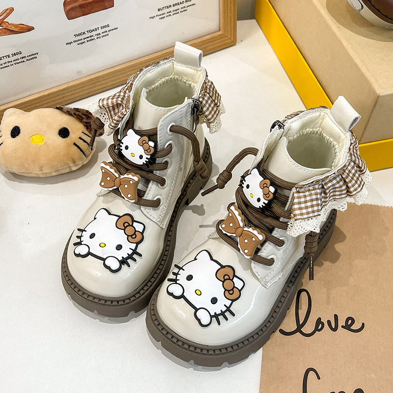 女童秋冬加绒卡通公主马丁短靴