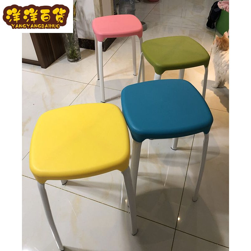 厚式塑櫈凳胶人欧约加时简用子餐子方凳桌家高圆凳料尚子成椅凳登
