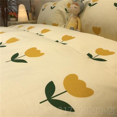 新款郁金香四件套 清全棉纯5棉小新花1.m1.8米碎被套床单床上用品
