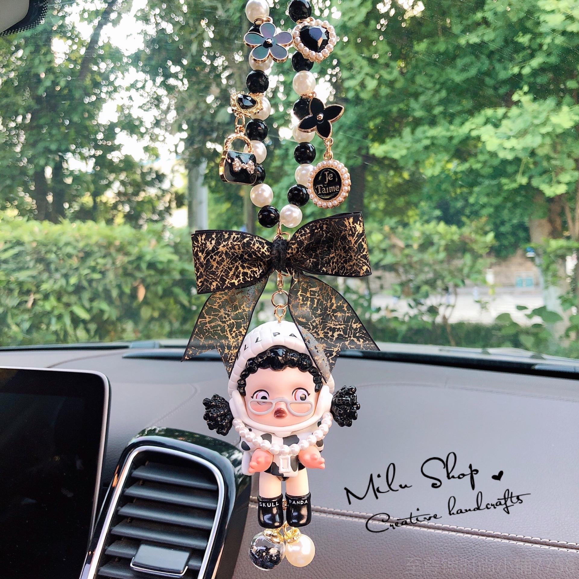 正品新款正版skullpanda熊喵热潮汽挂件内饰吊坠车饰车载视后镜挂