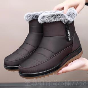 正品冬妈雪地靴女寒加中厚棉鞋老年短靴软底防滑平跟保防暖妈棉靴