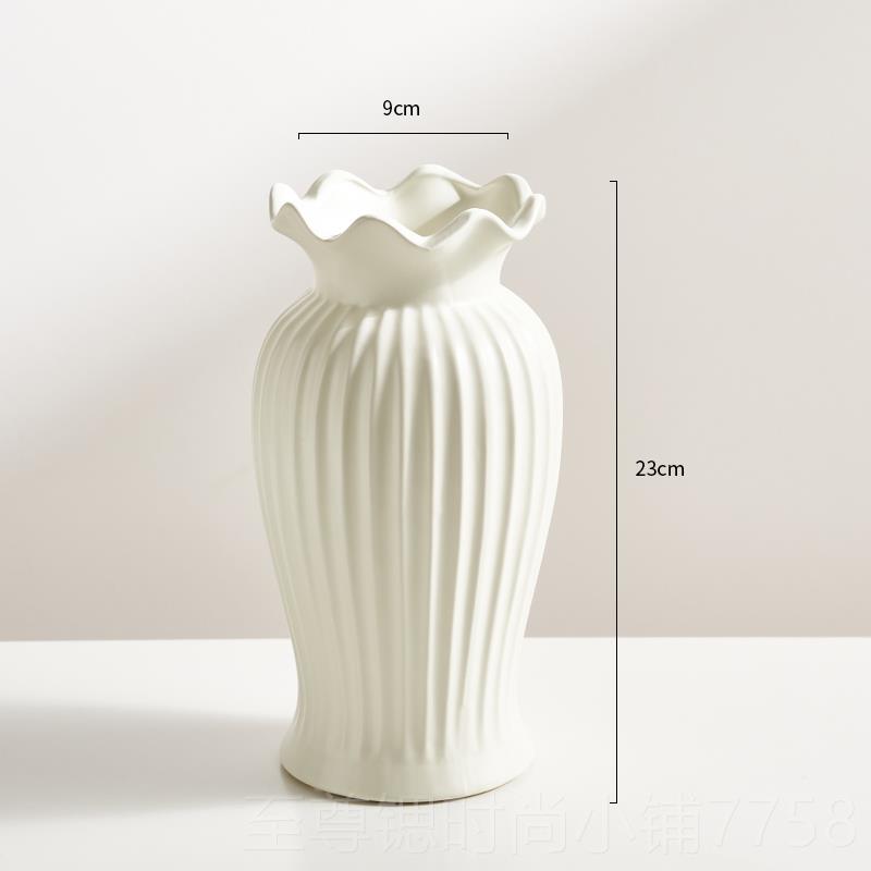 正品陶瓷花瓶摆件客厅级插鲜花高感古网红复美式白色干花陶玫罐瑰
