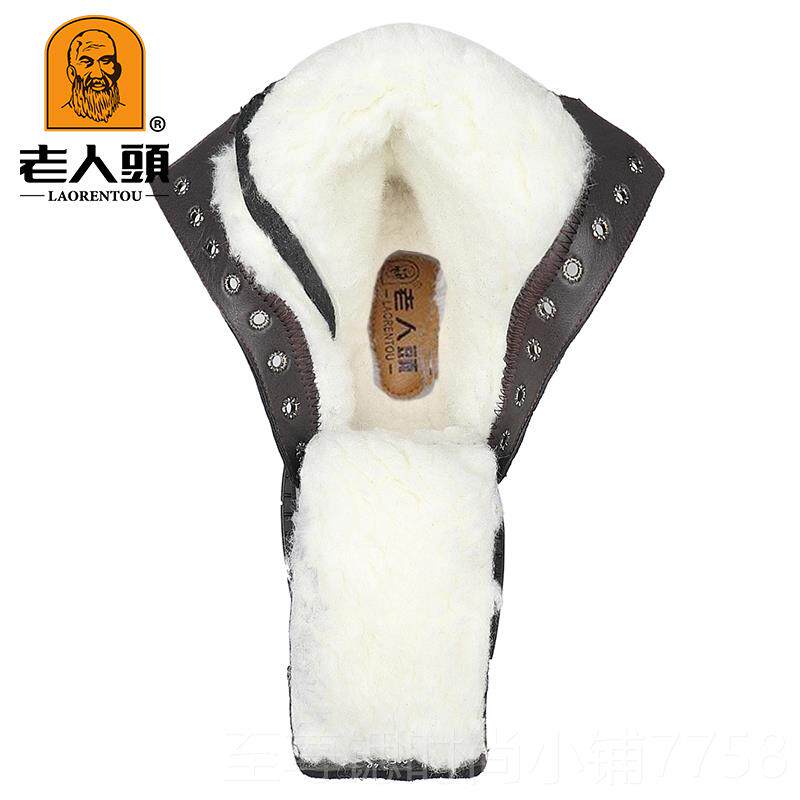 正品老人头鞋丁靴男款羊毛皮毛一真体马皮增高军勾头层牛皮厚底男