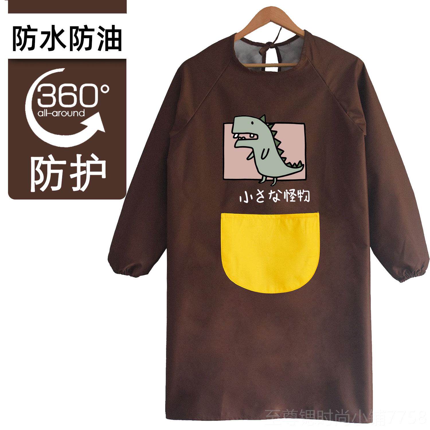 正品做饭薄款罩衣长袖围套大外女时尚厨房防水裙工作人服干活穿的