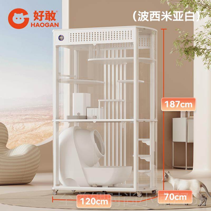 正品全景猫别猫墅豪华玻木璃猫房大型实猫笼猫屋家用猫柜可自动放