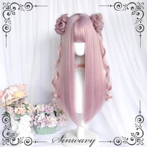 正品斯万家-洛丽塔万发用金色长发色齐粉刘海LO直假发女-|昭棕和