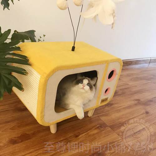 正品catr瑞y猫凯电视机猫窝创别意造型猫抓板猫爬架猫架猫墅猫跳