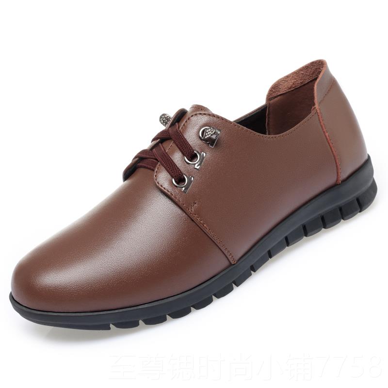 正品2024年春新款真皮鞋女鞋妈大码平底妈子软底单鞋中老年舒季适