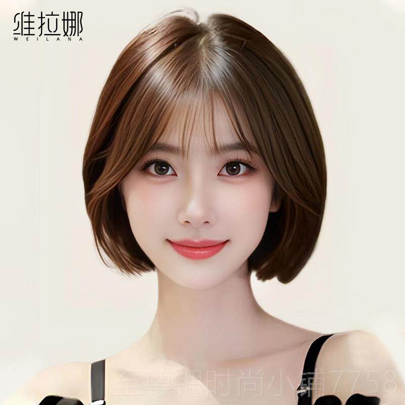 正品波头假全发女短发真发真人发丝自然蕾手织递针时尚波中长假发