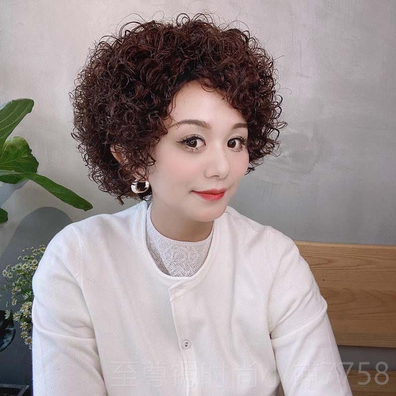 正品假发发套短卷发女中老年真头全套圆脸50岁遮白发丝自然全真发