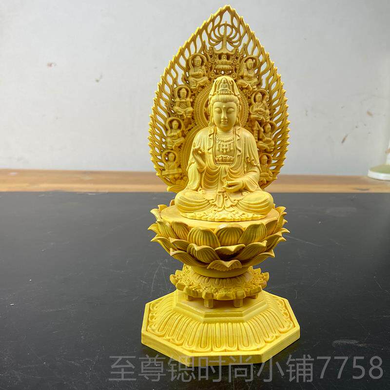 正品黄杨木物雕观刻家居人装饰婆佛像摆件娑三圣音地藏王菩萨释迦