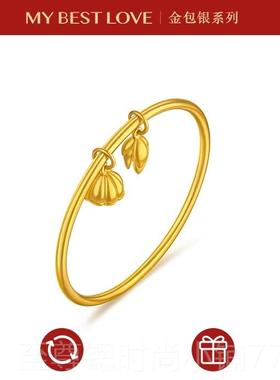 正品镀金内银手镯女古法传承黄金心999足圈金素包金银镯实变形不