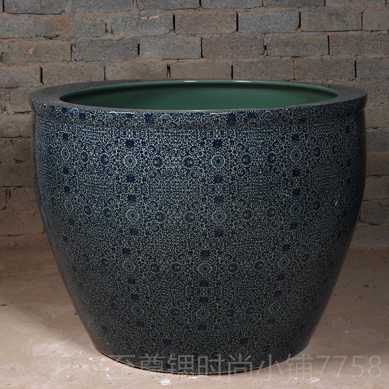 正品庭酒龟院大缸景镇青花瓷水缸金鱼缸荷花碗莲睡莲盆乌缸店甲德