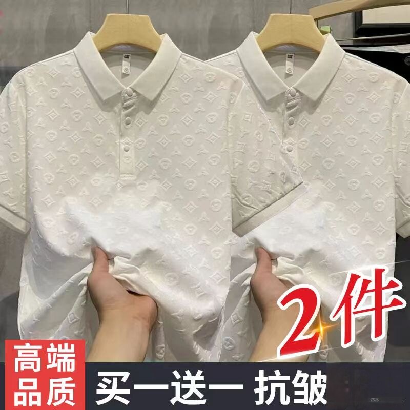 跨境外贸撤回清仓美式男式polo衫工作服薄款商务休闲透气短袖情侣