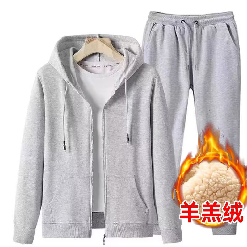 冬季工作服爸爸保暖加厚加绒羊羔绒套装劳保服防寒保暖工装厂服男