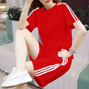 经典 短裤 男女同款 运动跑步服两件套ins潮 时尚 女夏季 休闲套装 短袖
