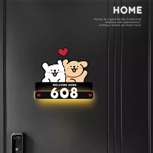 线条小狗入户装饰门牌2026新款房间数字号码牌亚克力标识牌高级感