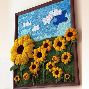 手工diy扭扭棒向日葵装饰画相框材料包鸢尾花相框画创意装饰摆件