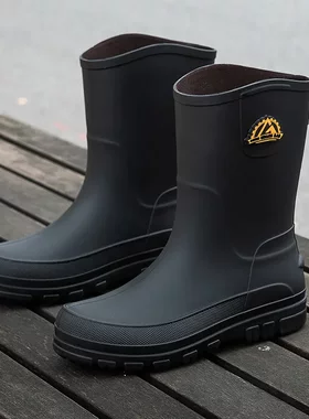 德系中筒雨鞋男款防滑防水雨靴