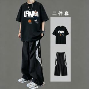 2026夏季纯棉短袖套装男生T恤青少年高初中学生运动穿搭潮两件套