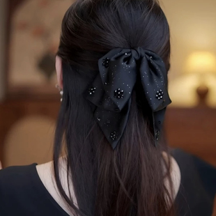 高级感星光璀璨马尾夹女新款 发夹头饰发夹 飘带蝴蝶结抓夹简约时尚