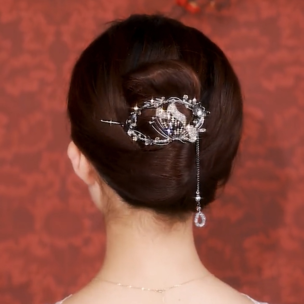 森系仙美扭扭夹金属轻奢镶钻发夹