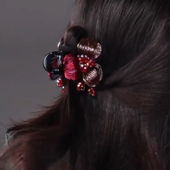 轻奢玫瑰水晶抓夹高端系列铜丝拉花新中式 发夹4公分小号半扎抓夹