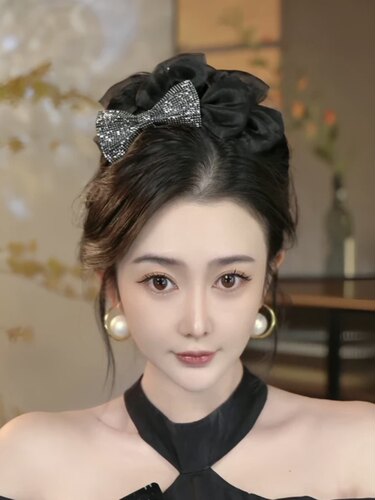 镶钻蝴蝶结抓夹网纱显发量发夹