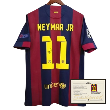 14-15巴萨内马尔主场11号签名球衣 印签 soccer jersey