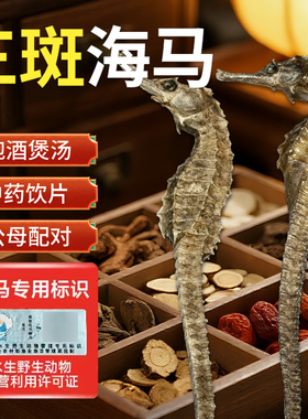 海马中药饮片泡酒煲汤一公一母三斑海马中药材干货官方旗舰店正品