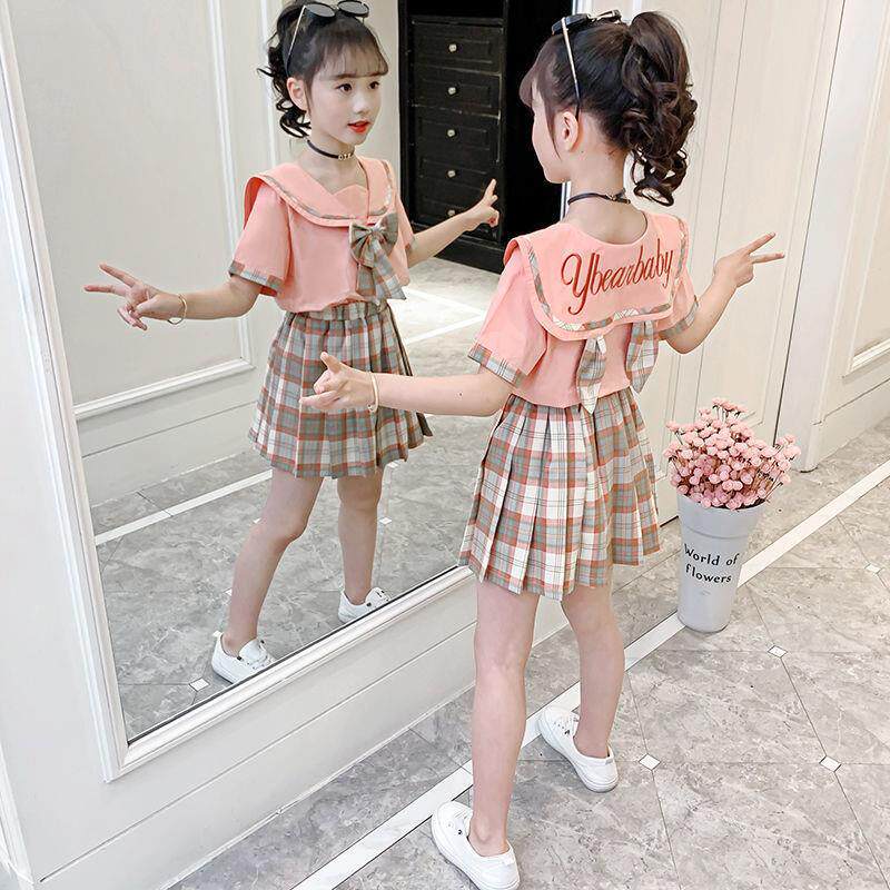 女童套装夏装2025新款洋气网红jk制服女孩学院风儿童套裙两件套潮