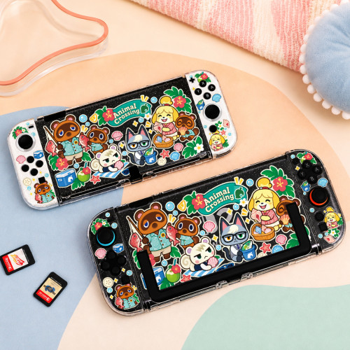 Switch OLED保护壳NS续航Switch2外壳可插底座壳可爱海边动森
