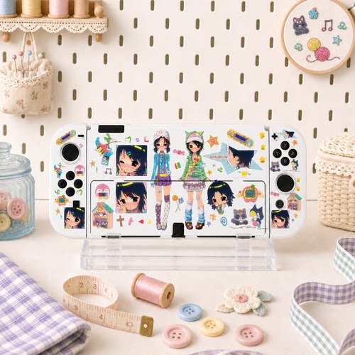 Switch OLED保护壳NS续航Switch2外壳可插底座壳可爱彩色少女亚壳