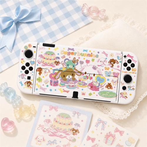 Switch OLED保护壳NS续航Switch2外壳可插底座壳可爱甜点兔物语