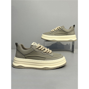 yj欧洲站潮牌原创简约百搭小白鞋2025秋季新款真皮厚底板鞋男鞋