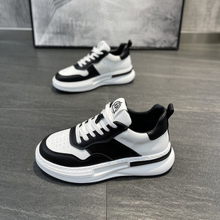 欧洲站运动鞋2026年春秋新款休闲男鞋潮流百搭厚底皮面小白鞋