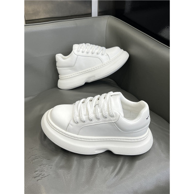 小白鞋男2026春季新款时尚厚底老爹鞋潮流真皮透气运动休闲鞋