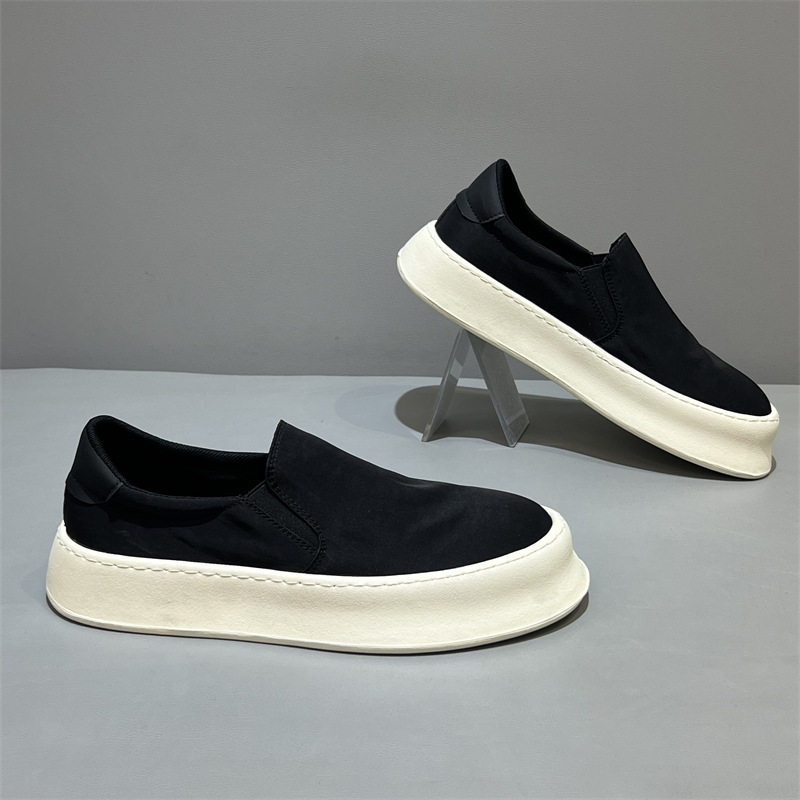 鞋子男款2025夏季新款一脚蹬布鞋潮流百搭厚底透气冰丝布面休闲鞋