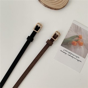 复古小皮带女黑色简约女士裤带装饰女款配裙子西装牛仔裤腰带细款