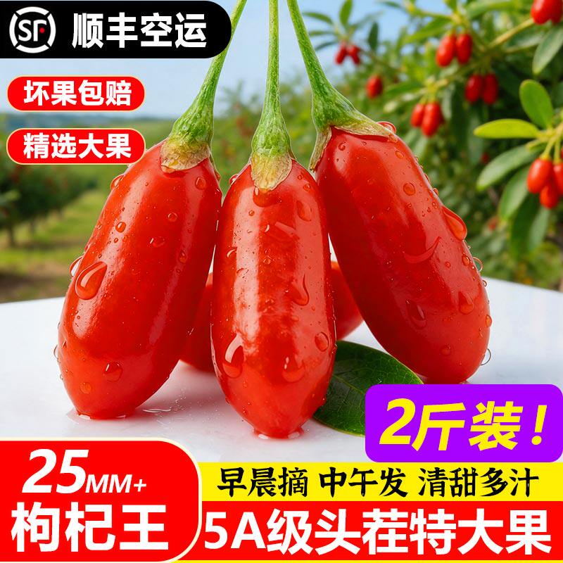 头茬新鲜枸杞子鲜果宁夏中宁正宗苟杞现摘生吃即食大颗粒礼盒500g